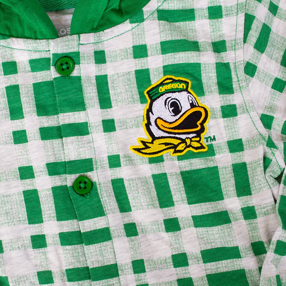 Ducks Spirit, Colosseum, Green, Button Up/Button Down, Cotton Blend, Kids, Toddler, Plaid, Oregon Mascot, Button Up, 955866